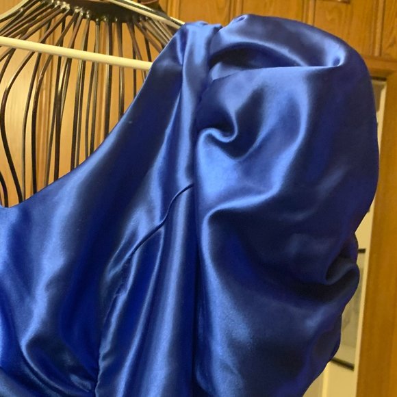 Blue Satin Prom Dress - Picture 3 of 5